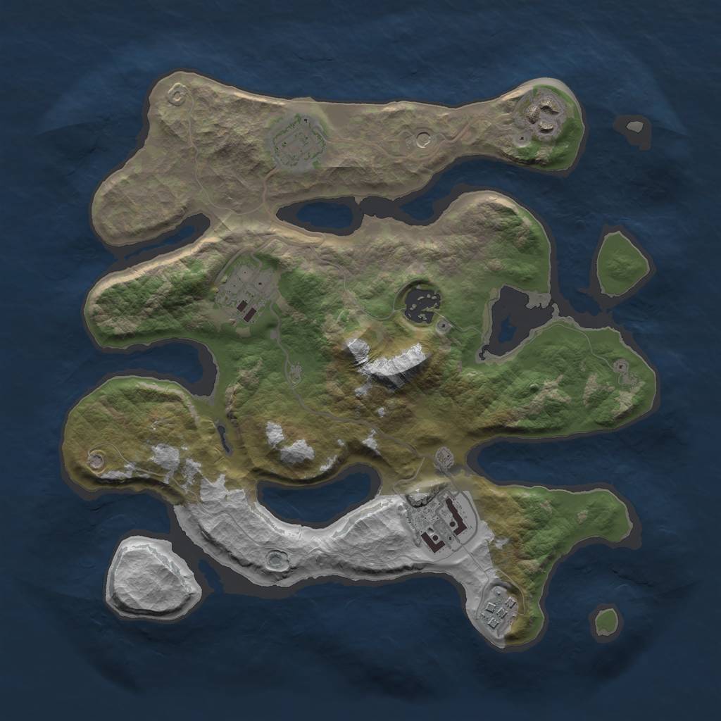 Rust Map: Barren, Size: 3000, Seed: 48911, 9 Monuments