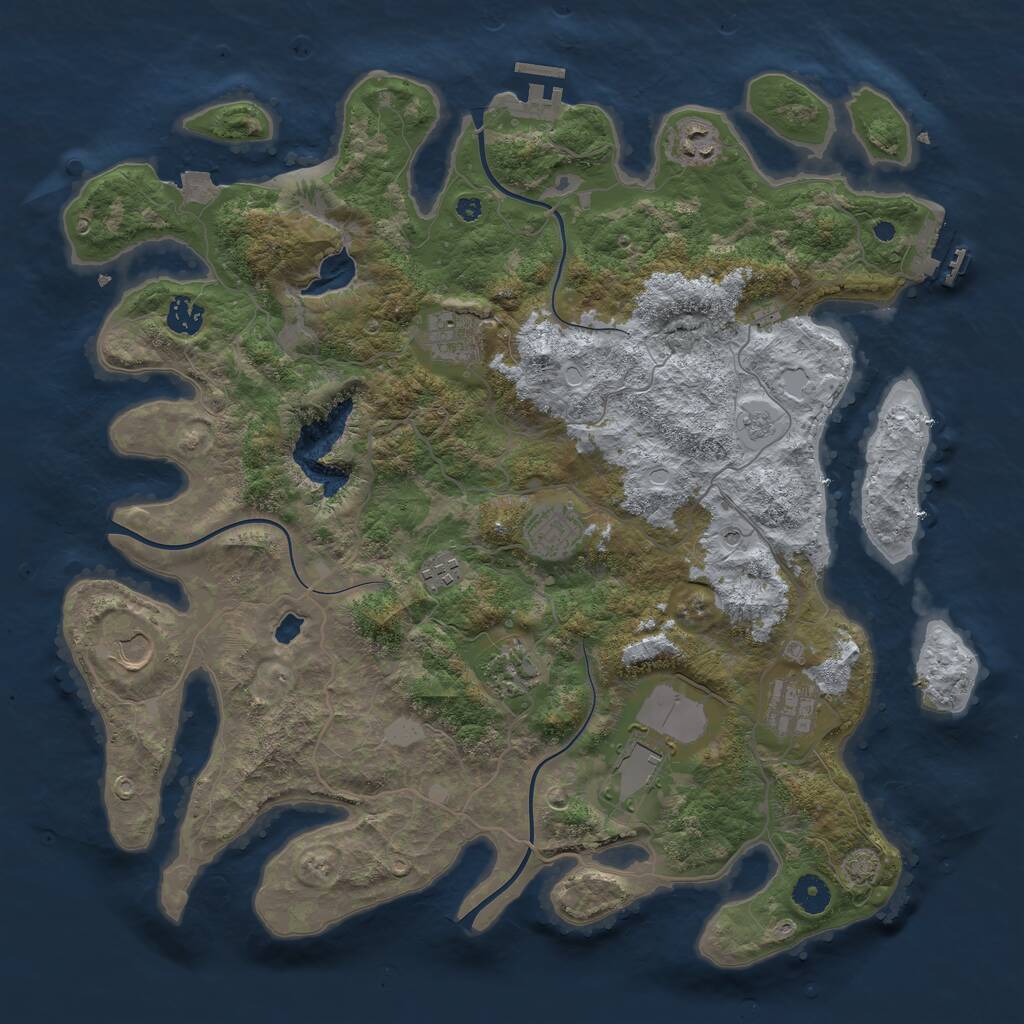 Rust Map: Procedural Map, Size: 4100, Seed: 1020086033, 15 Monuments