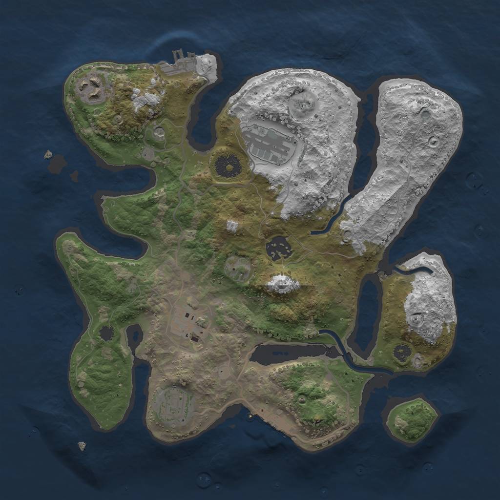 Rust Map: Procedural Map, Size: 3000, Seed: 2134126004, 10 Monuments