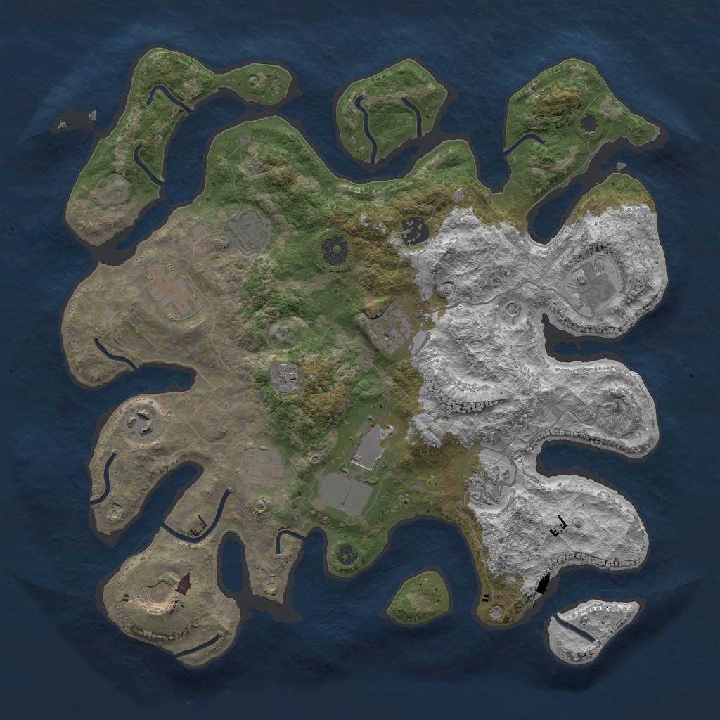 Rust Map: Procedural Map, Size: 3750, Seed: 689142927, 14 Monuments