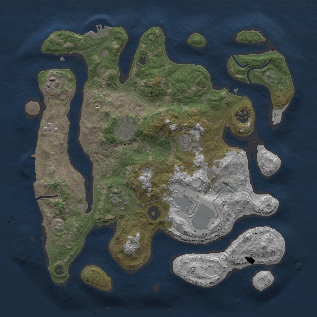 Rust Map: Procedural Map, Size: 3500, Seed: 2696279, 15 Monuments