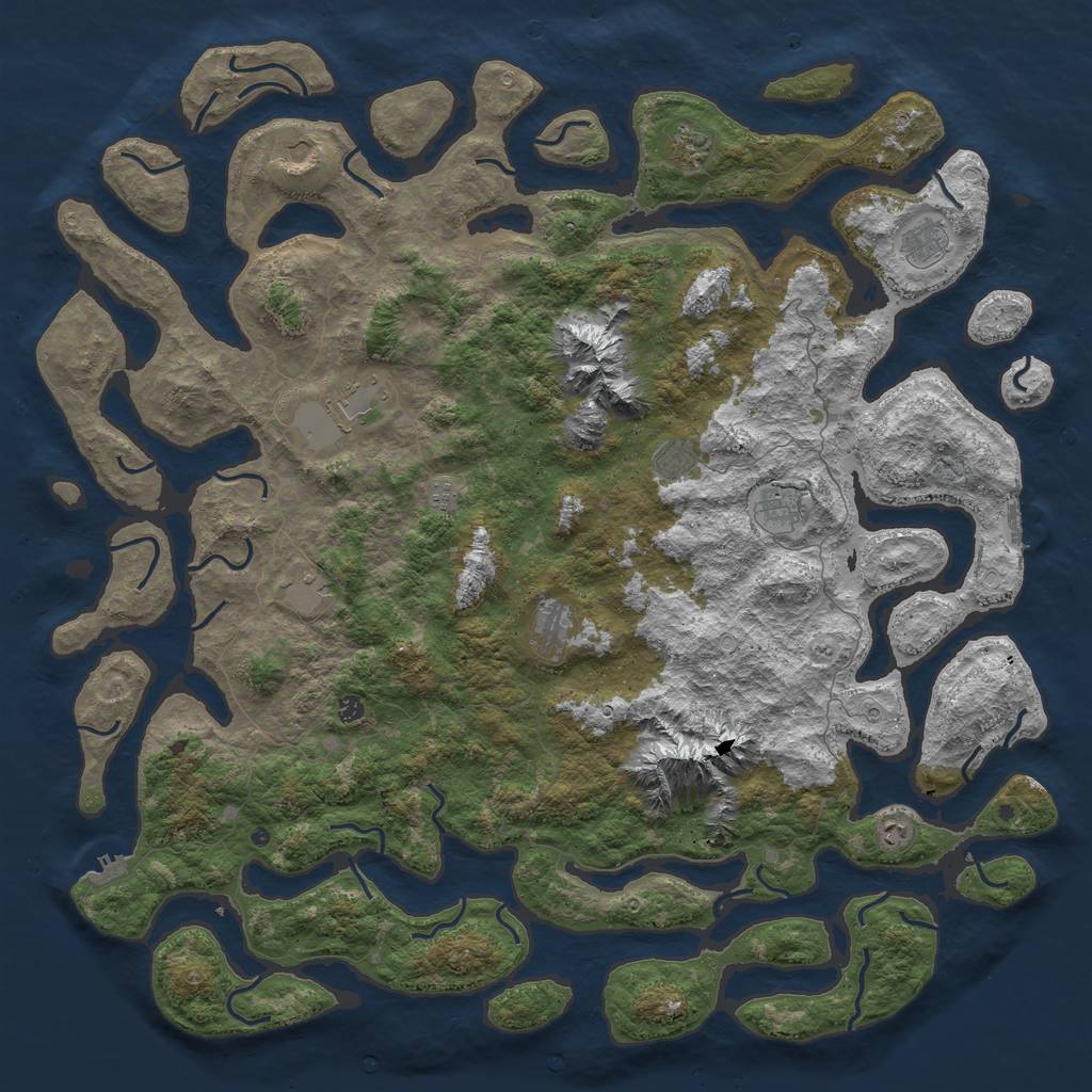 Rust Map: Procedural Map, Size: 6000, Seed: 3690, 19 Monuments