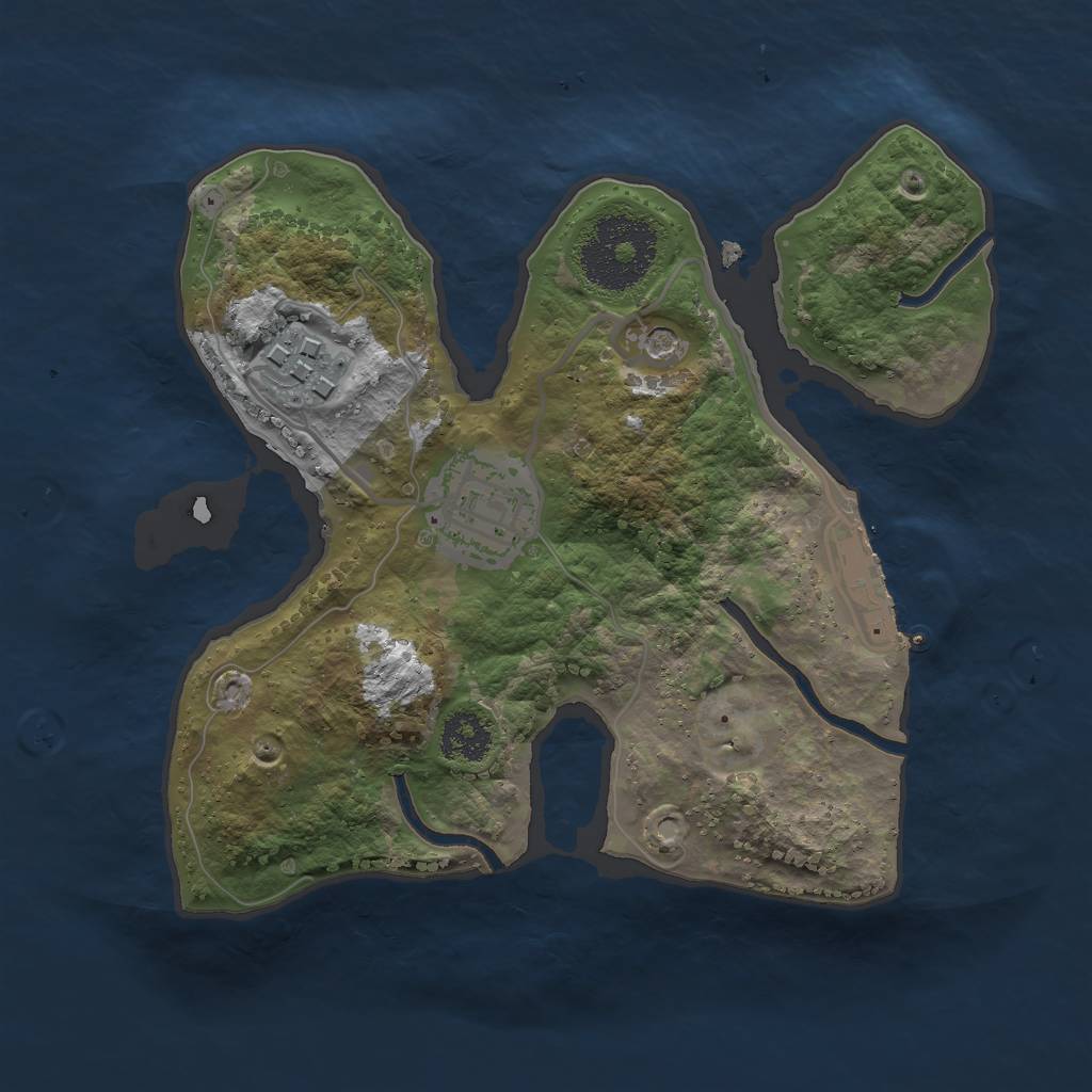 Rust Map: Procedural Map, Size: 2199, Seed: 774055352, 6 Monuments