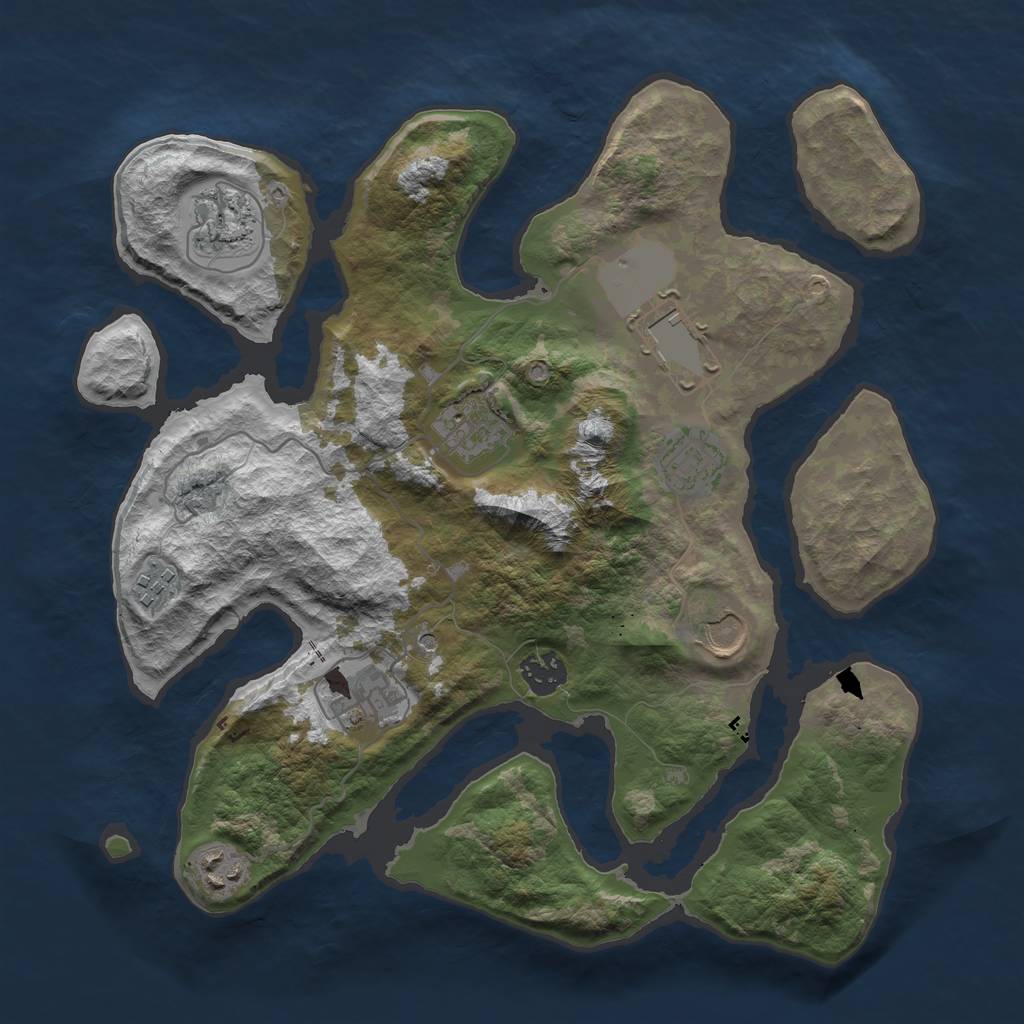 Rust Map: Barren, Size: 3500, Seed: 1703582654, 12 Monuments