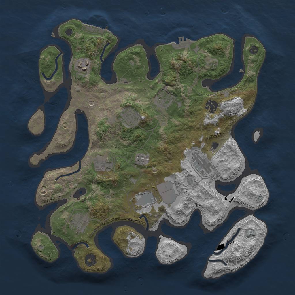 Rust Map: Procedural Map, Size: 3500, Seed: 839065, 14 Monuments