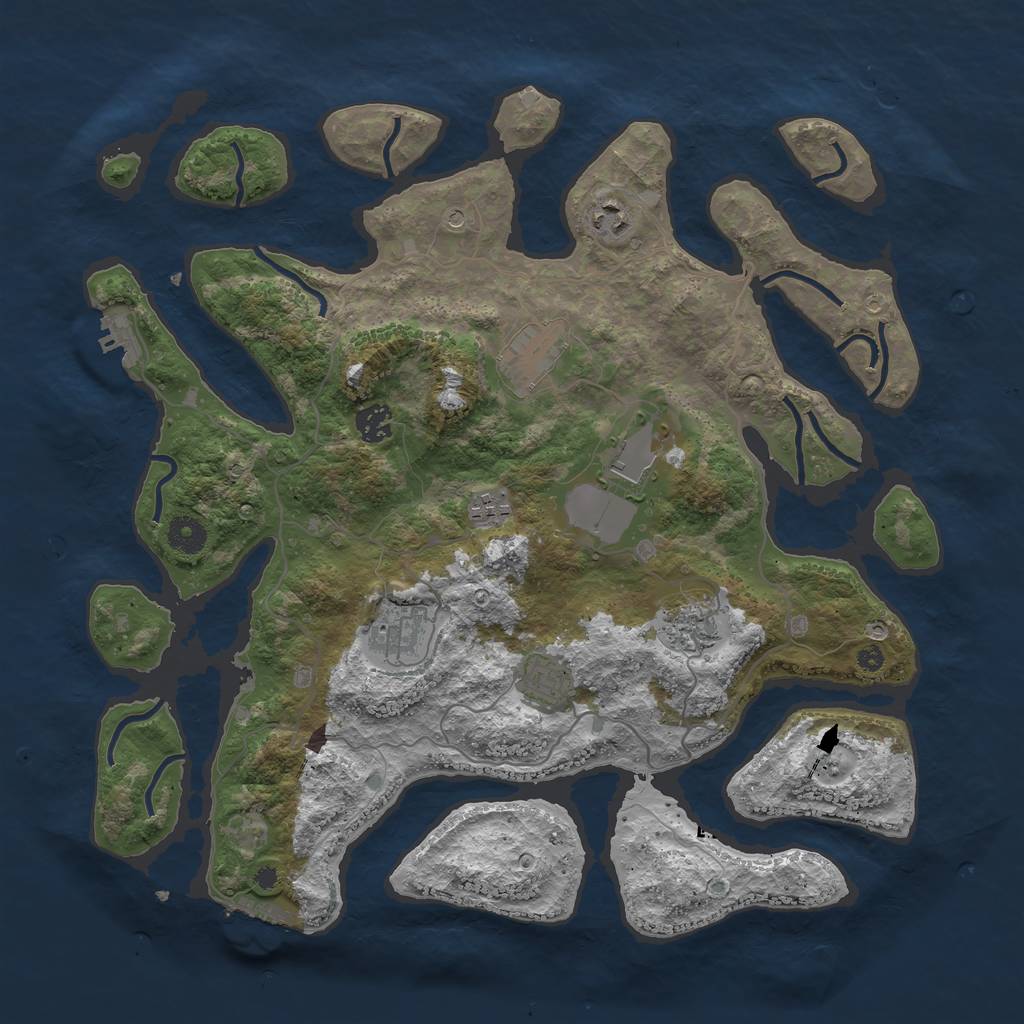 Rust Map: Procedural Map, Size: 4000, Seed: 6789, 13 Monuments