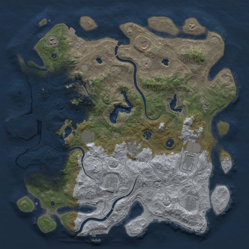 Rust Map: Procedural Map, Size: 4500, Seed: 976152791, 16 Monuments
