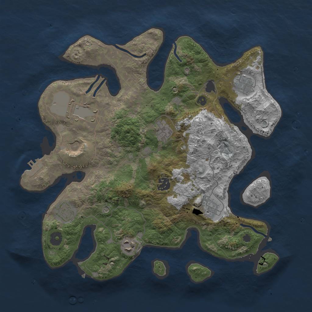 Rust Map: Procedural Map, Size: 3500, Seed: 304036, 12 Monuments