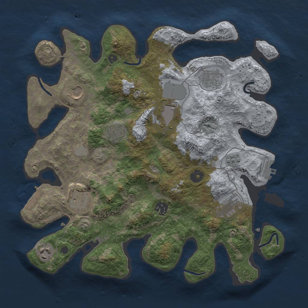 Rust Map: Procedural Map, Size: 3500, Seed: 1838668122, 18 Monuments