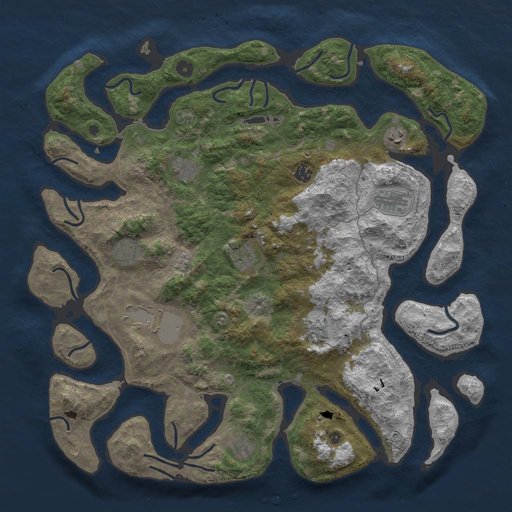Rust Map: Procedural Map, Size: 4500, Seed: 494157, 13 Monuments