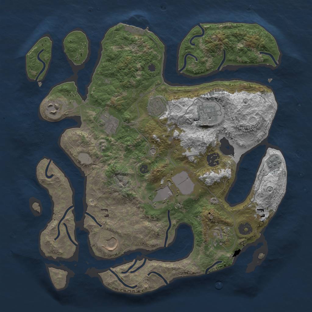 Rust Map: Procedural Map, Size: 3500, Seed: 280179, 16 Monuments