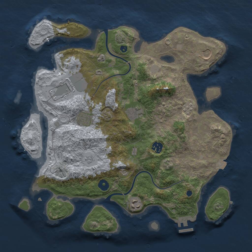 Rust Map: Procedural Map, Size: 3500, Seed: 64925, 12 Monuments