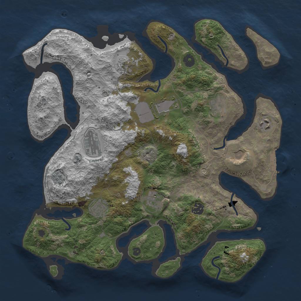 Rust Map: Procedural Map, Size: 3750, Seed: 1210284794, 14 Monuments