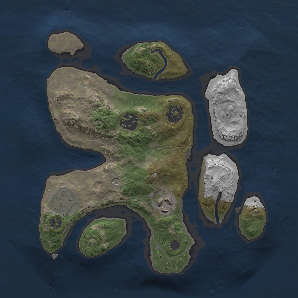 Rust Map: Procedural Map, Size: 2500, Seed: 1500760502, 6 Monuments