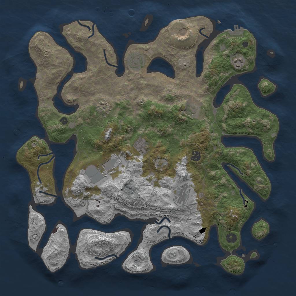 Rust Map: Procedural Map, Size: 4250, Seed: 714656, 14 Monuments