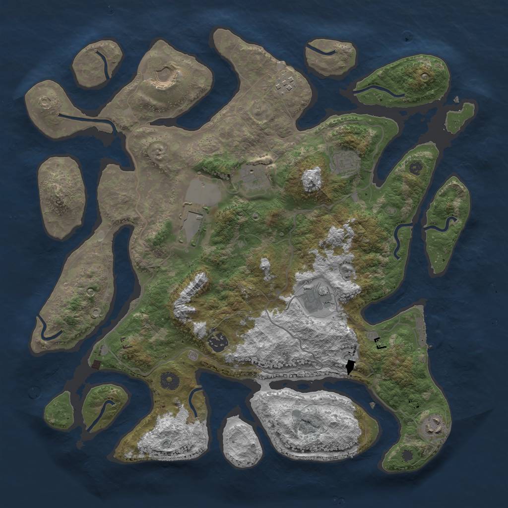 Rust Map: Procedural Map, Size: 4000, Seed: 843420, 12 Monuments