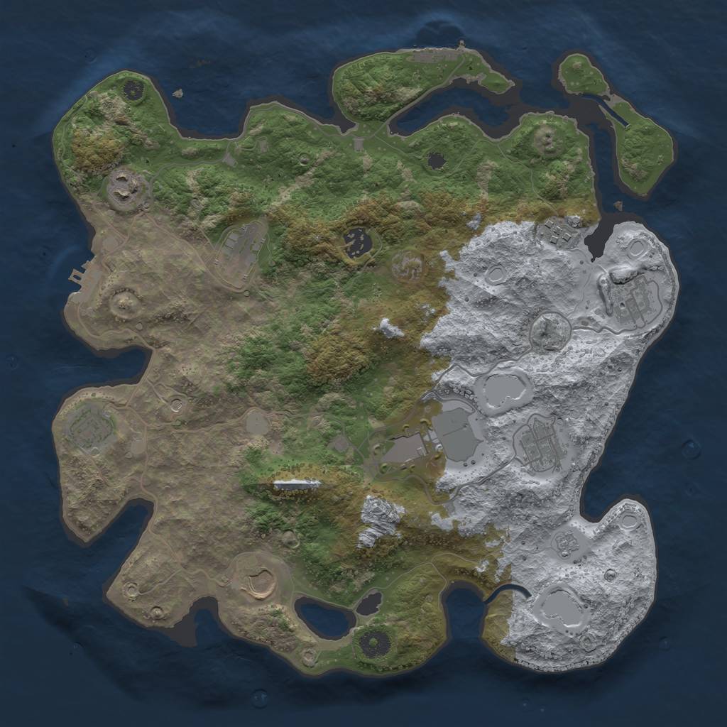 Rust Map: Procedural Map, Size: 3700, Seed: 593842244, 16 Monuments