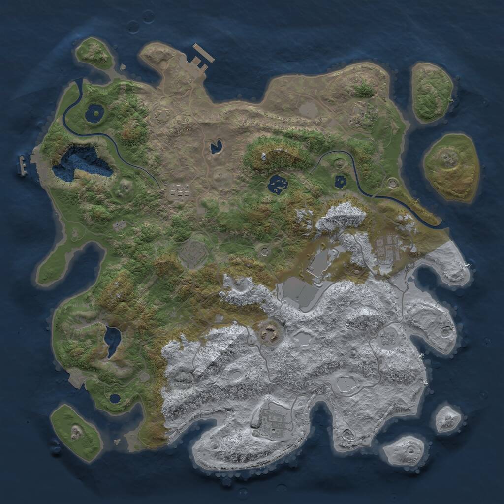 Rust Map: Procedural Map, Size: 4000, Seed: 550149, 14 Monuments