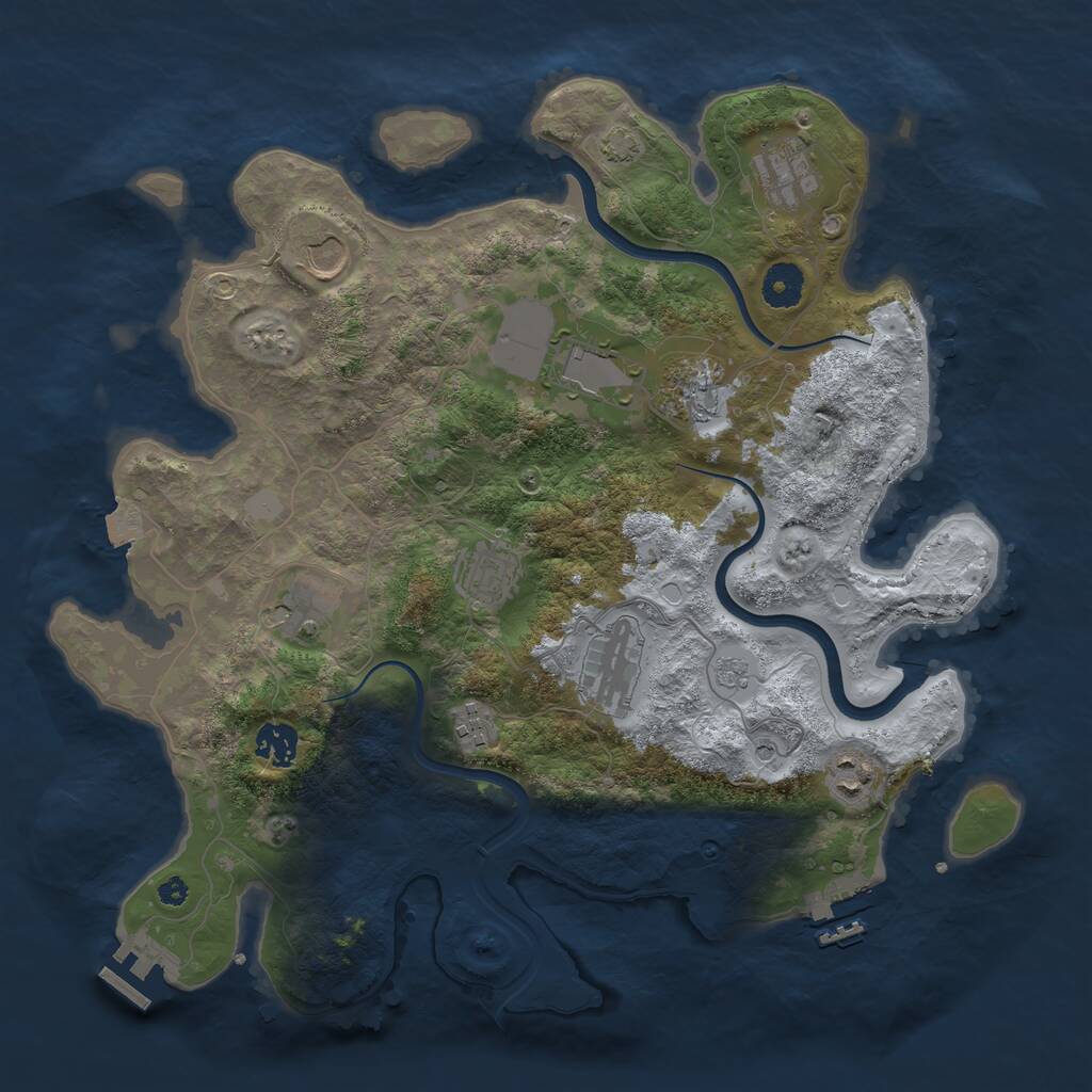 Rust Map: Procedural Map, Size: 3750, Seed: 2012271163, 16 Monuments