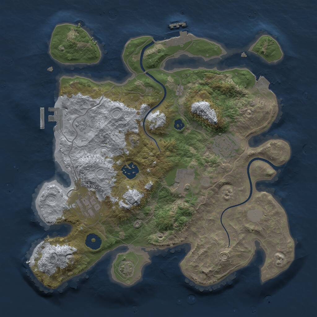 Rust Map: Procedural Map, Size: 3000, Seed: 467, 9 Monuments