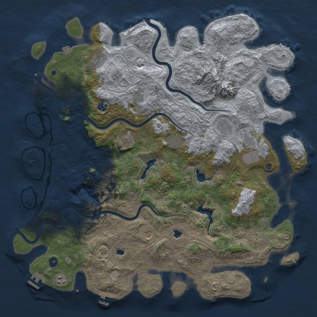 Rust Map: Procedural Map, Size: 5000, Seed: 21355, 17 Monuments