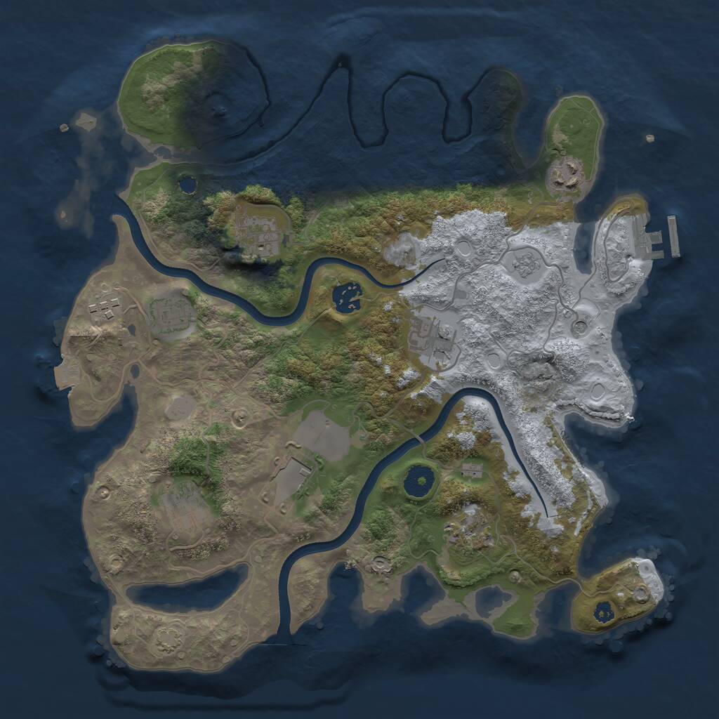 Rust Map: Procedural Map, Size: 3500, Seed: 1600649692, 14 Monuments