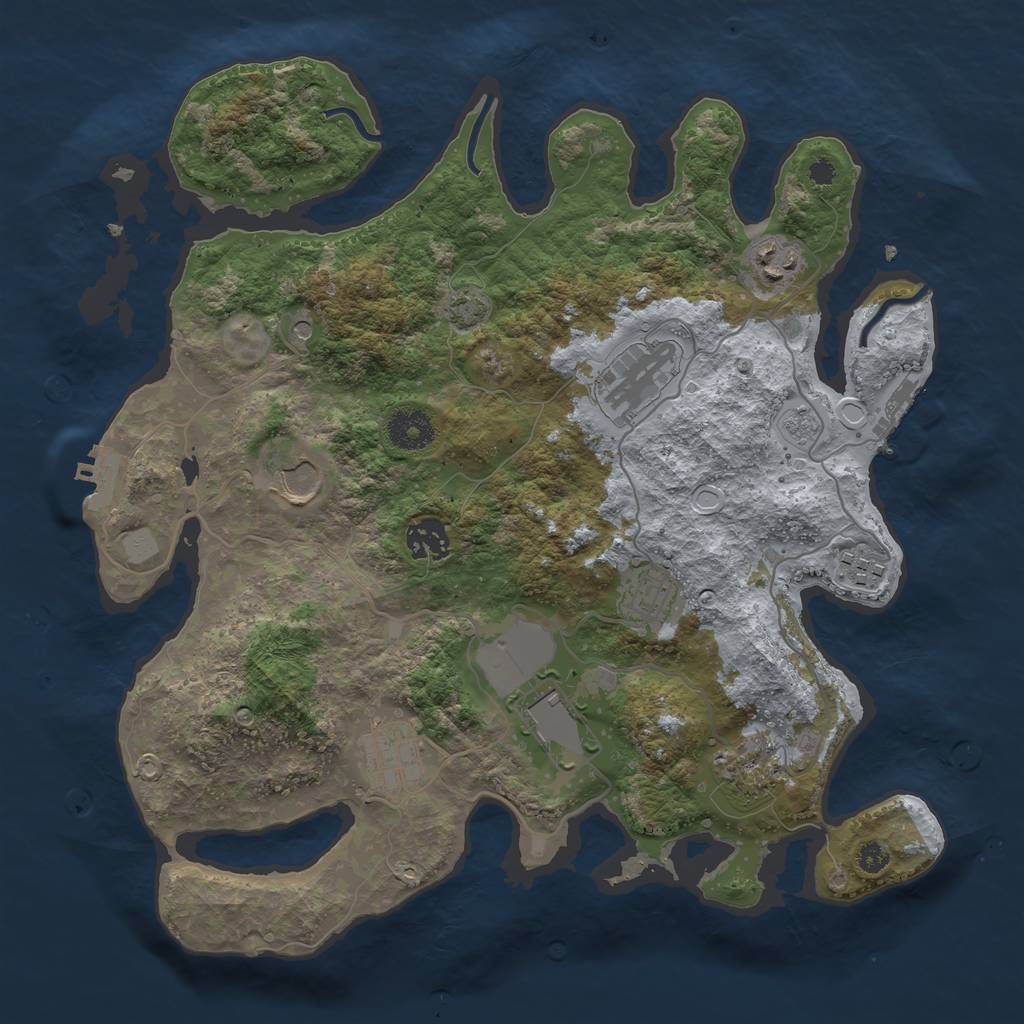 Rust Map: Procedural Map, Size: 3500, Seed: 1600649692, 17 Monuments