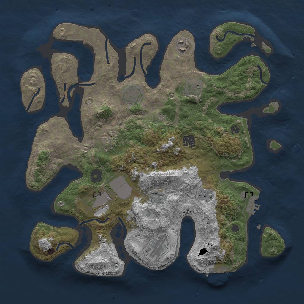 Rust Map: Procedural Map, Size: 3500, Seed: 681303, 16 Monuments