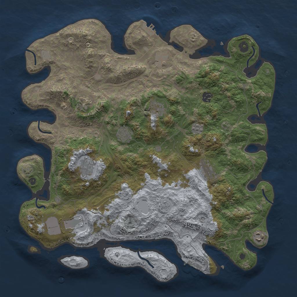 Rust Map: Procedural Map, Size: 4250, Seed: 777576, 18 Monuments