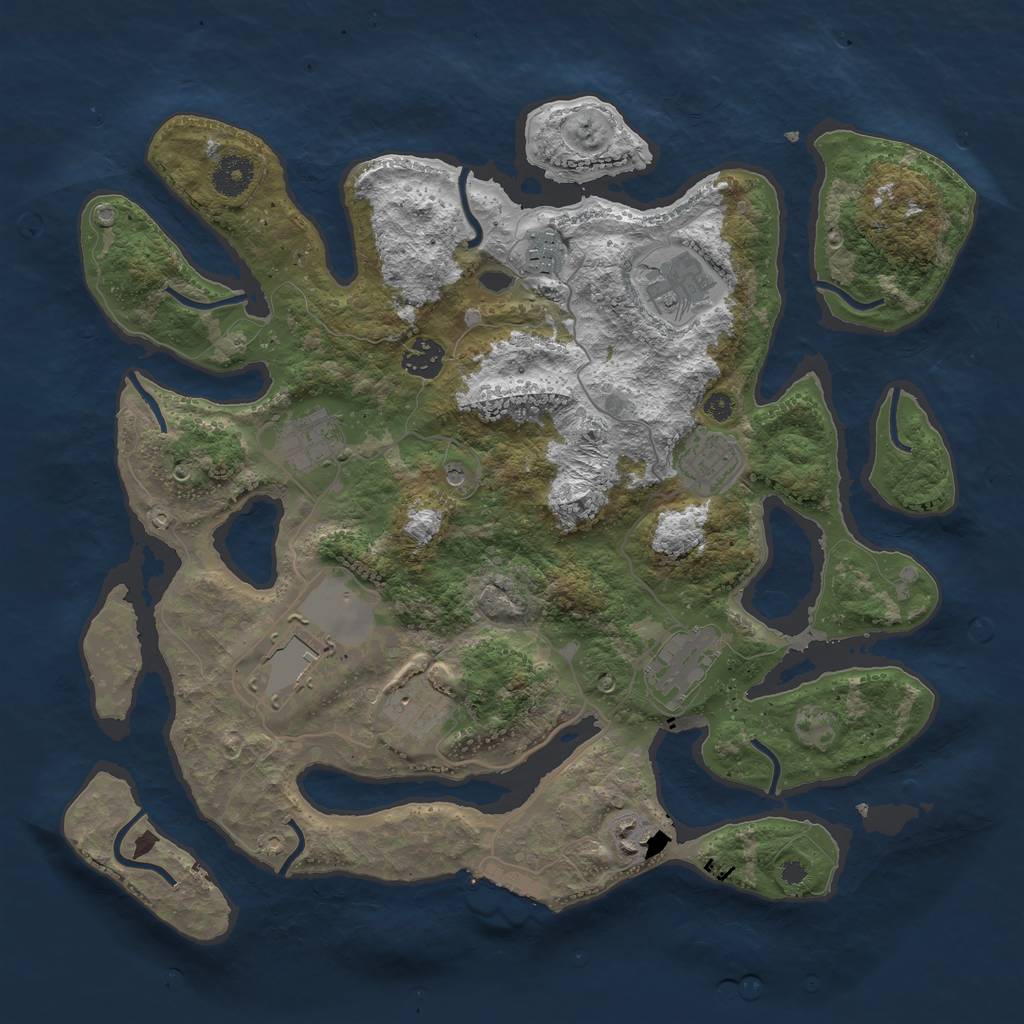 Rust Map: Procedural Map, Size: 3750, Seed: 62874909, 13 Monuments