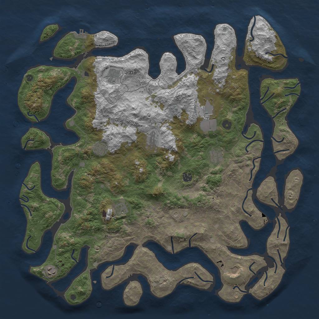 Rust Map: Procedural Map, Size: 5000, Seed: 1489761258, 14 Monuments