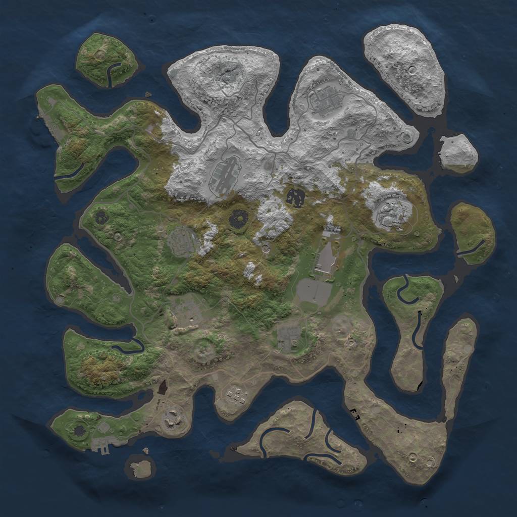 Rust Map: Procedural Map, Size: 4000, Seed: 423319, 15 Monuments