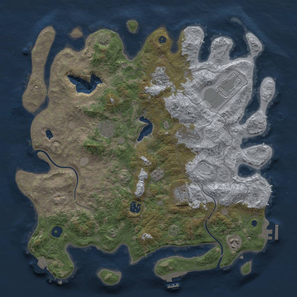 Rust Map: Procedural Map, Size: 4000, Seed: 407973, 14 Monuments