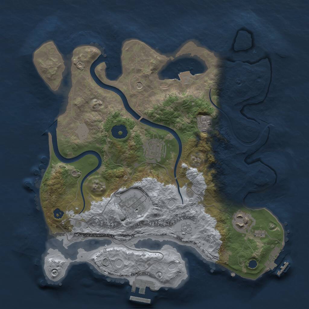 Rust Map: Procedural Map, Size: 3000, Seed: 1001, 9 Monuments