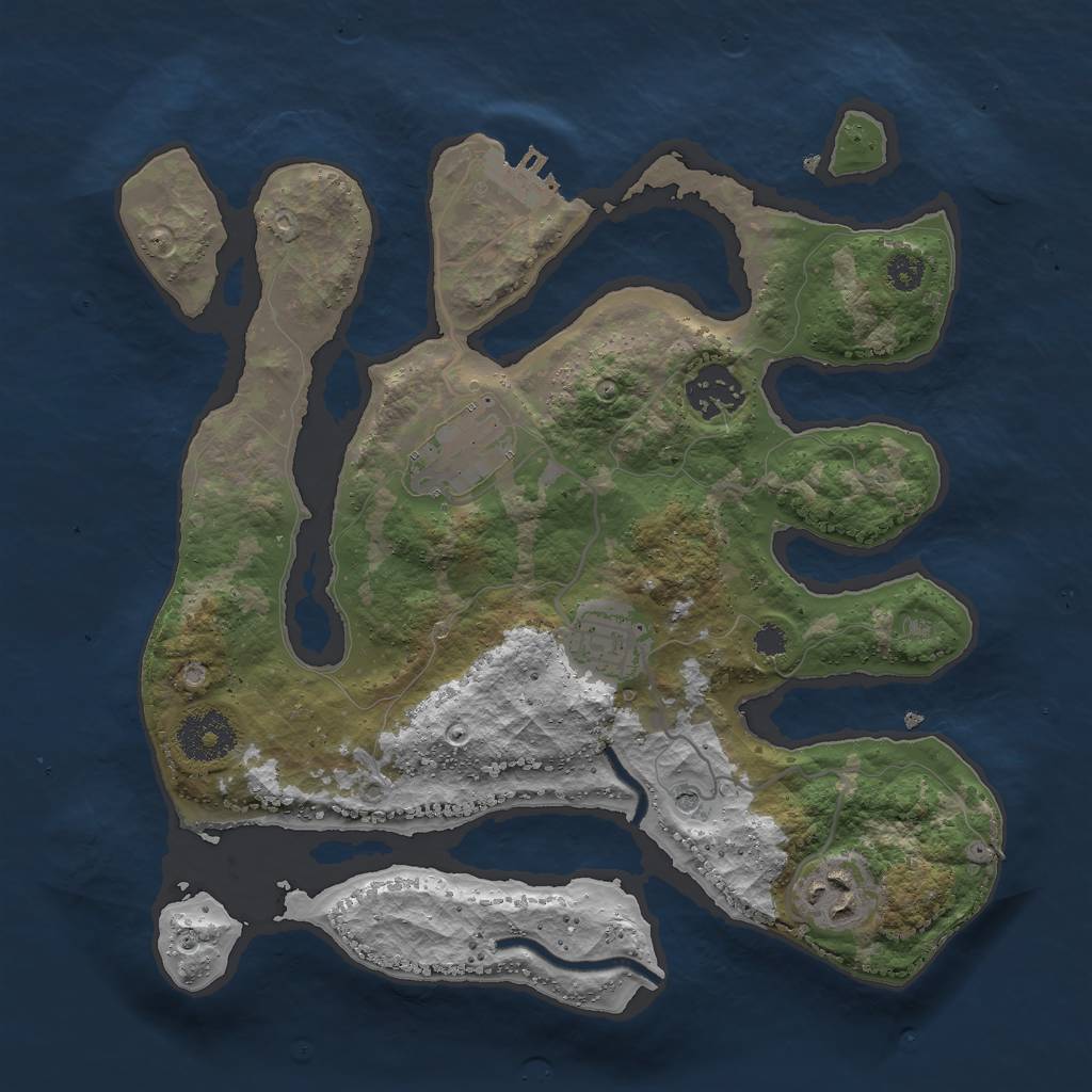 Rust Map: Procedural Map, Size: 3000, Seed: 1001, 8 Monuments