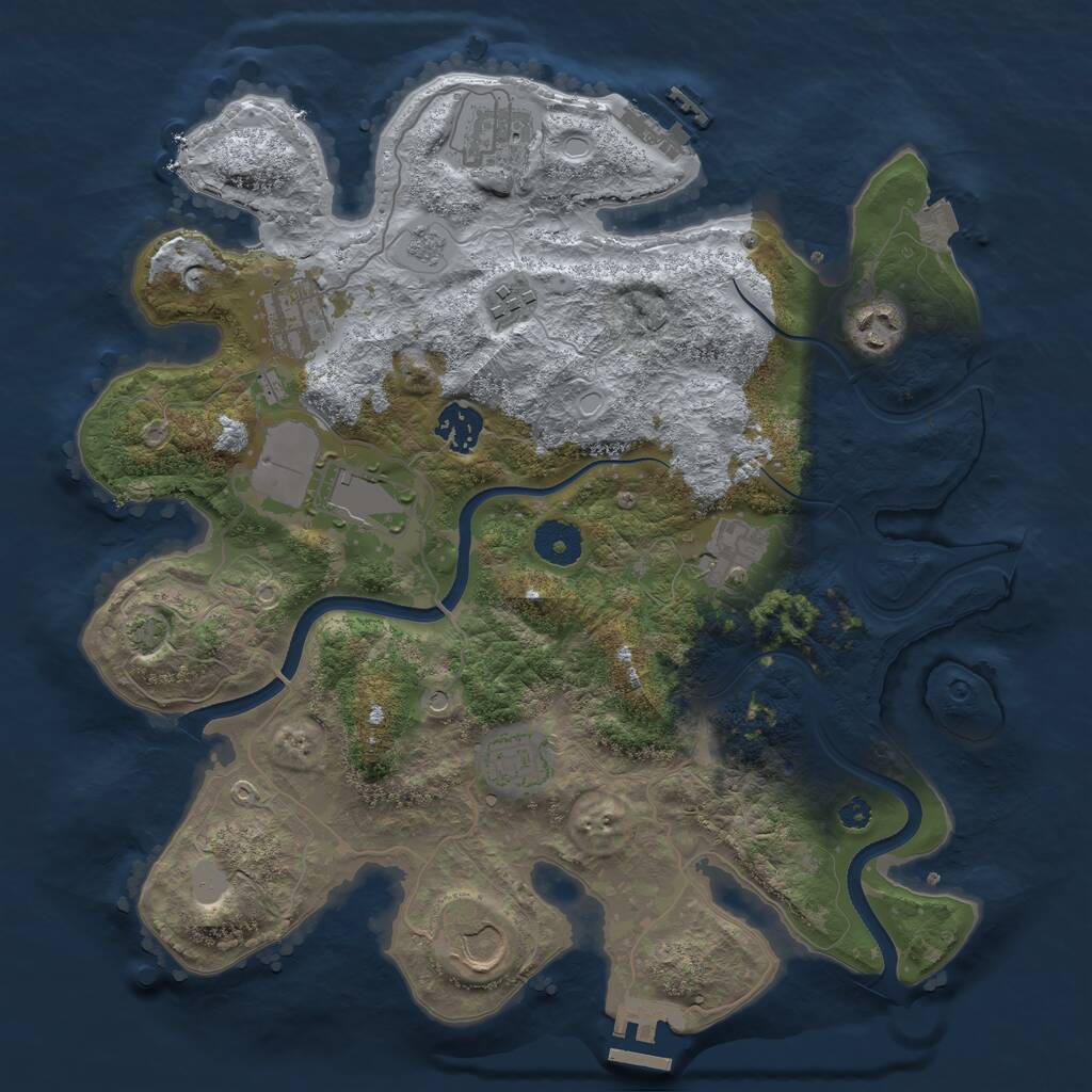 Rust Map: Procedural Map, Size: 3500, Seed: 232183807, 15 Monuments