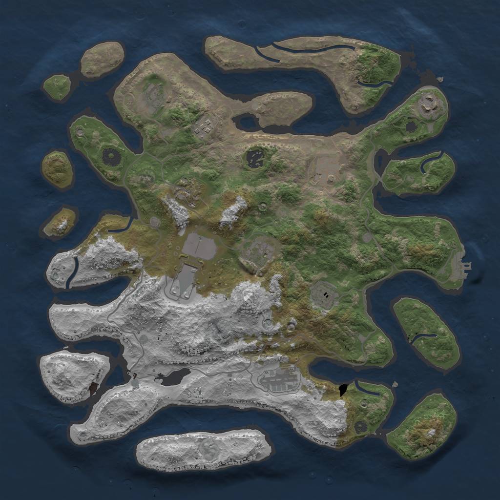 Rust Map: Procedural Map, Size: 4000, Seed: 349622, 14 Monuments