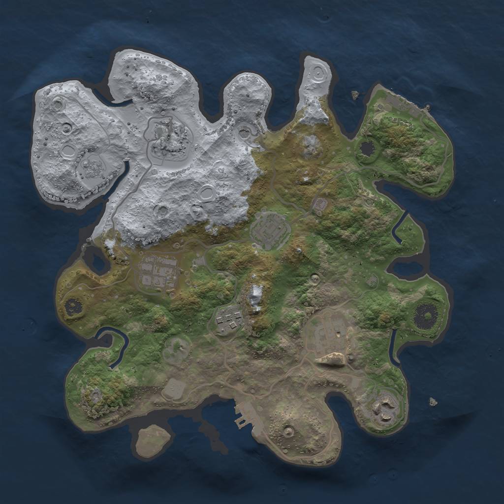 Rust Map: Procedural Map, Size: 3000, Seed: 1157959757, 13 Monuments