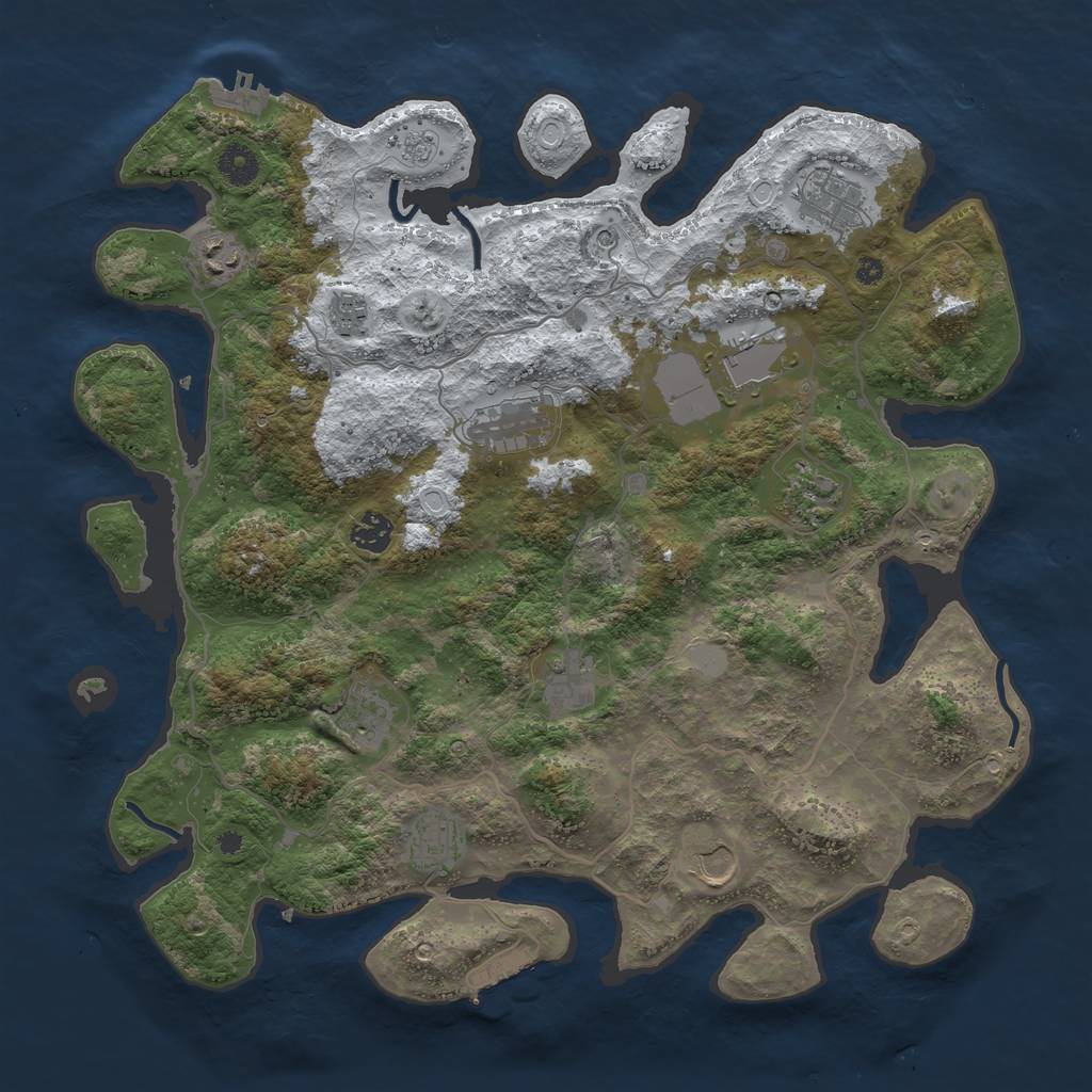 Rust Map: Procedural Map, Size: 4000, Seed: 1940255521, 20 Monuments