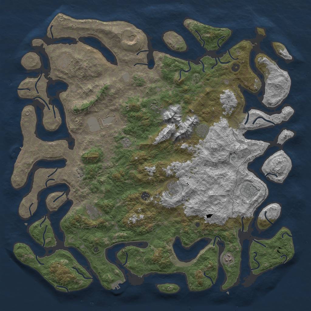 Rust Map: Procedural Map, Size: 5600, Seed: 50500, 19 Monuments