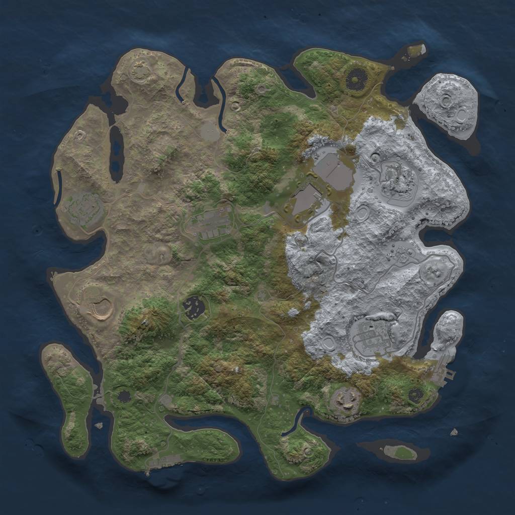 Rust Map: Procedural Map, Size: 3500, Seed: 166974, 15 Monuments