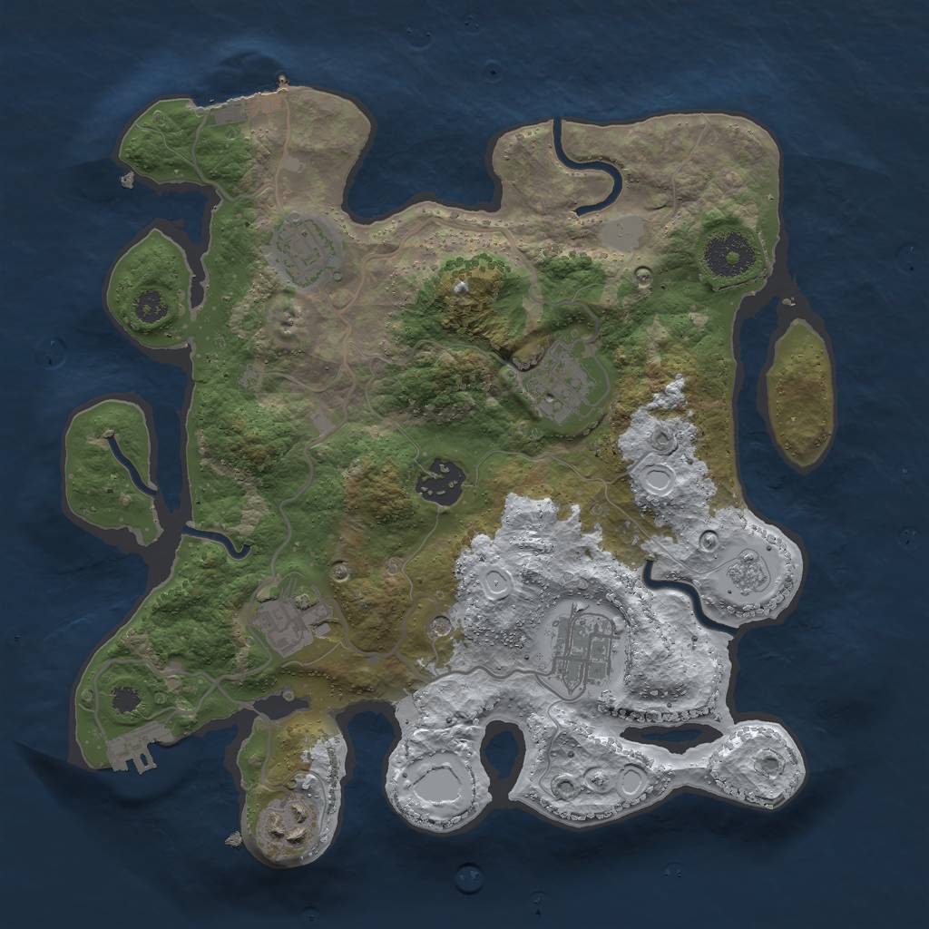 Rust Map: Procedural Map, Size: 3000, Seed: 2020393306, 15 Monuments