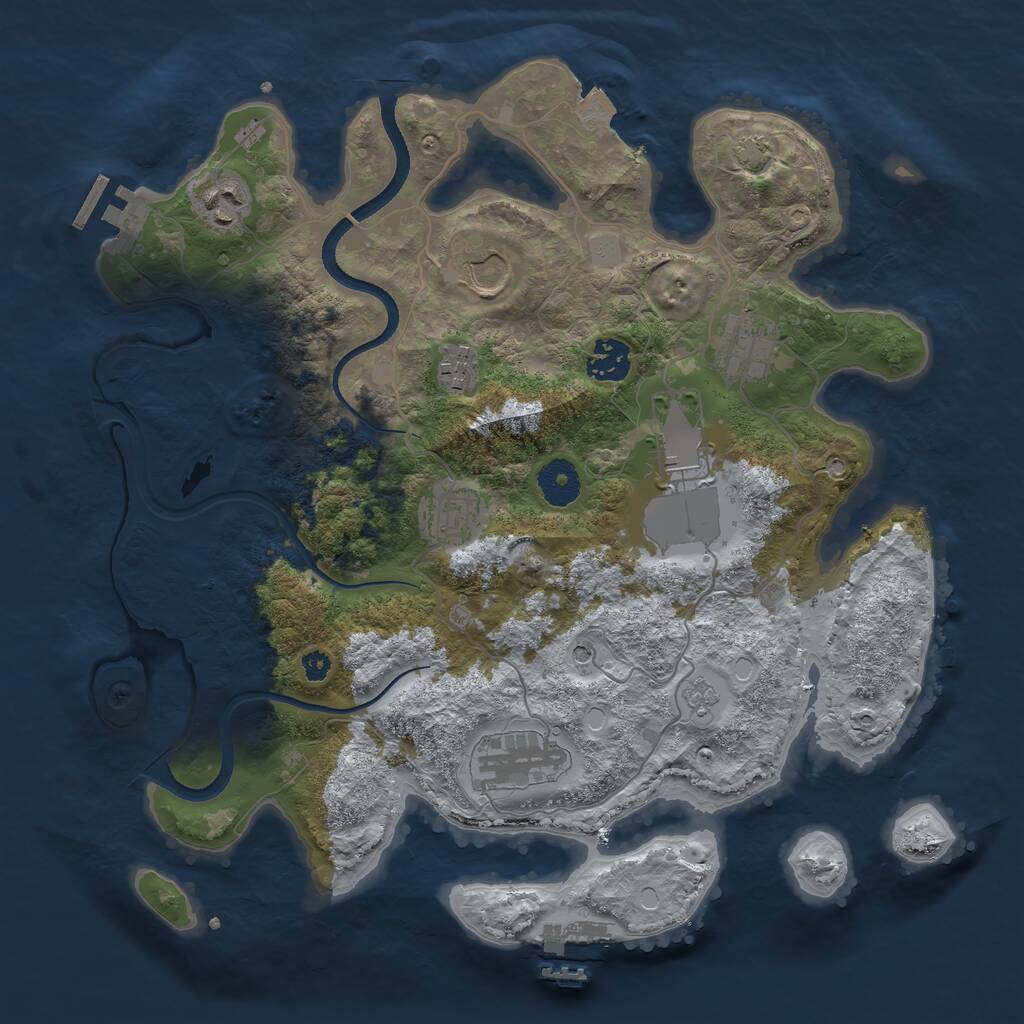 Rust Map: Procedural Map, Size: 3500, Seed: 799194, 14 Monuments