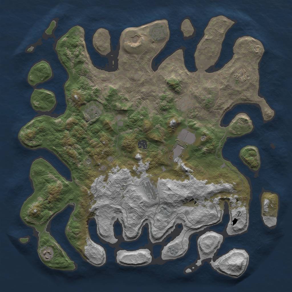 Rust Map: Barren, Size: 4500, Seed: 321, 13 Monuments