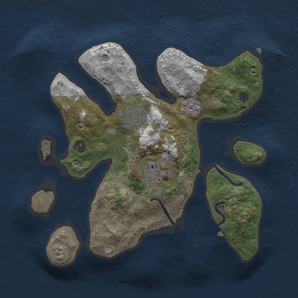 Rust Map: Procedural Map, Size: 2500, Seed: 1189184112, 5 Monuments