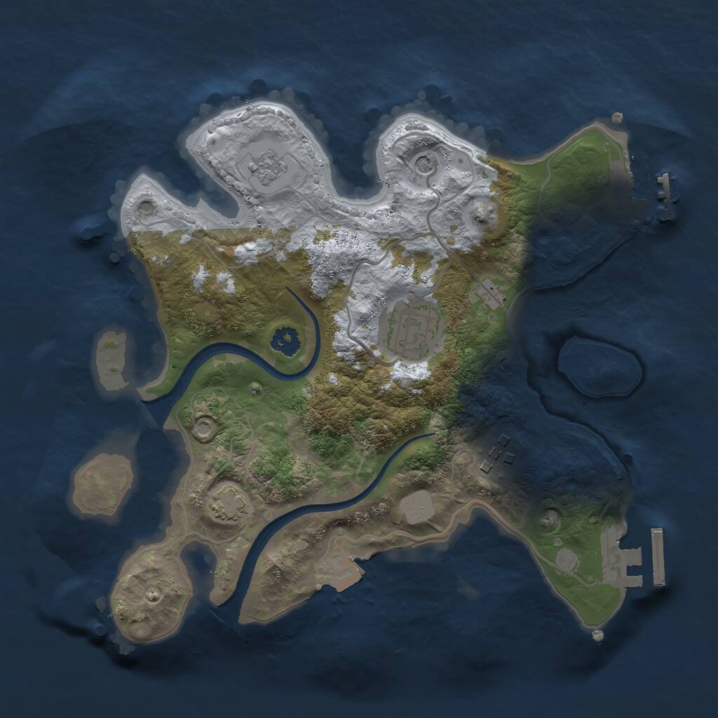 Rust Map: Procedural Map, Size: 2500, Seed: 1189184112, 8 Monuments