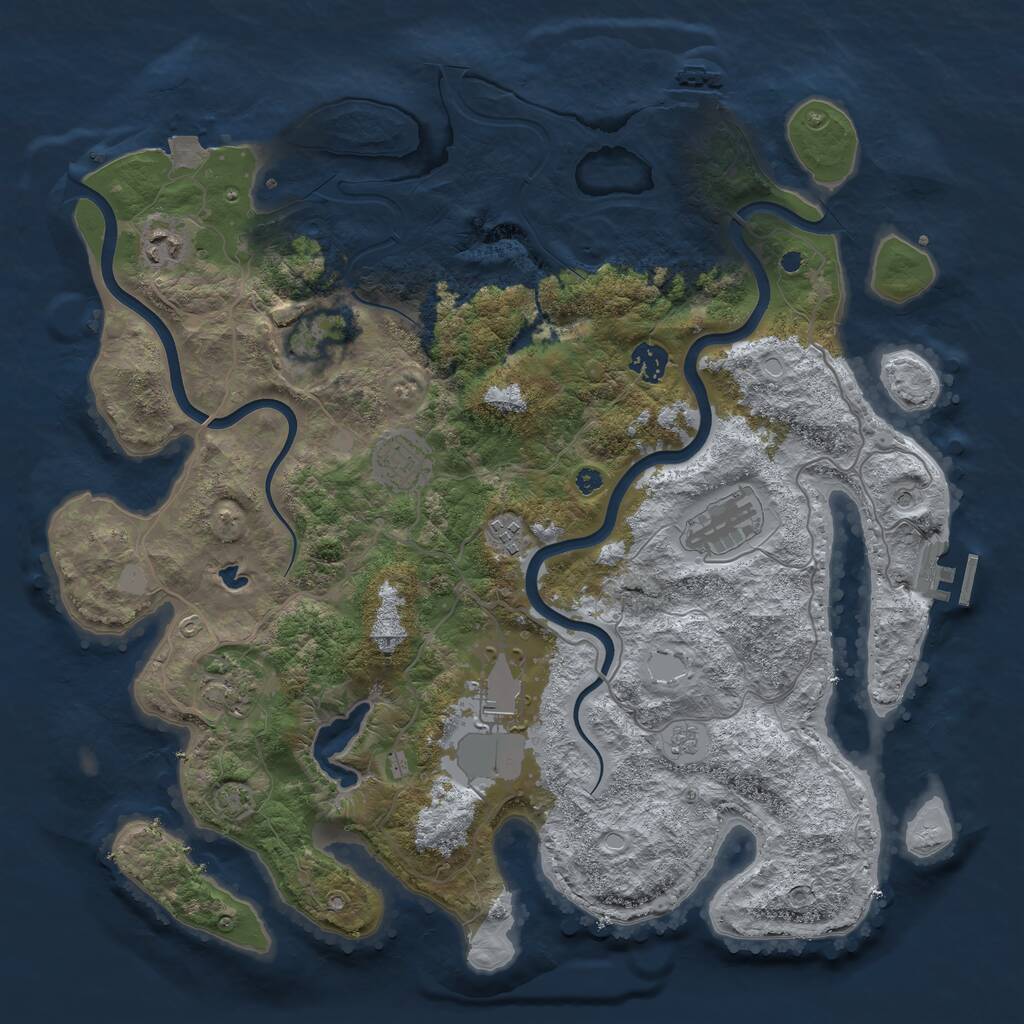 Rust Map: Procedural Map, Size: 4000, Seed: 318028, 14 Monuments
