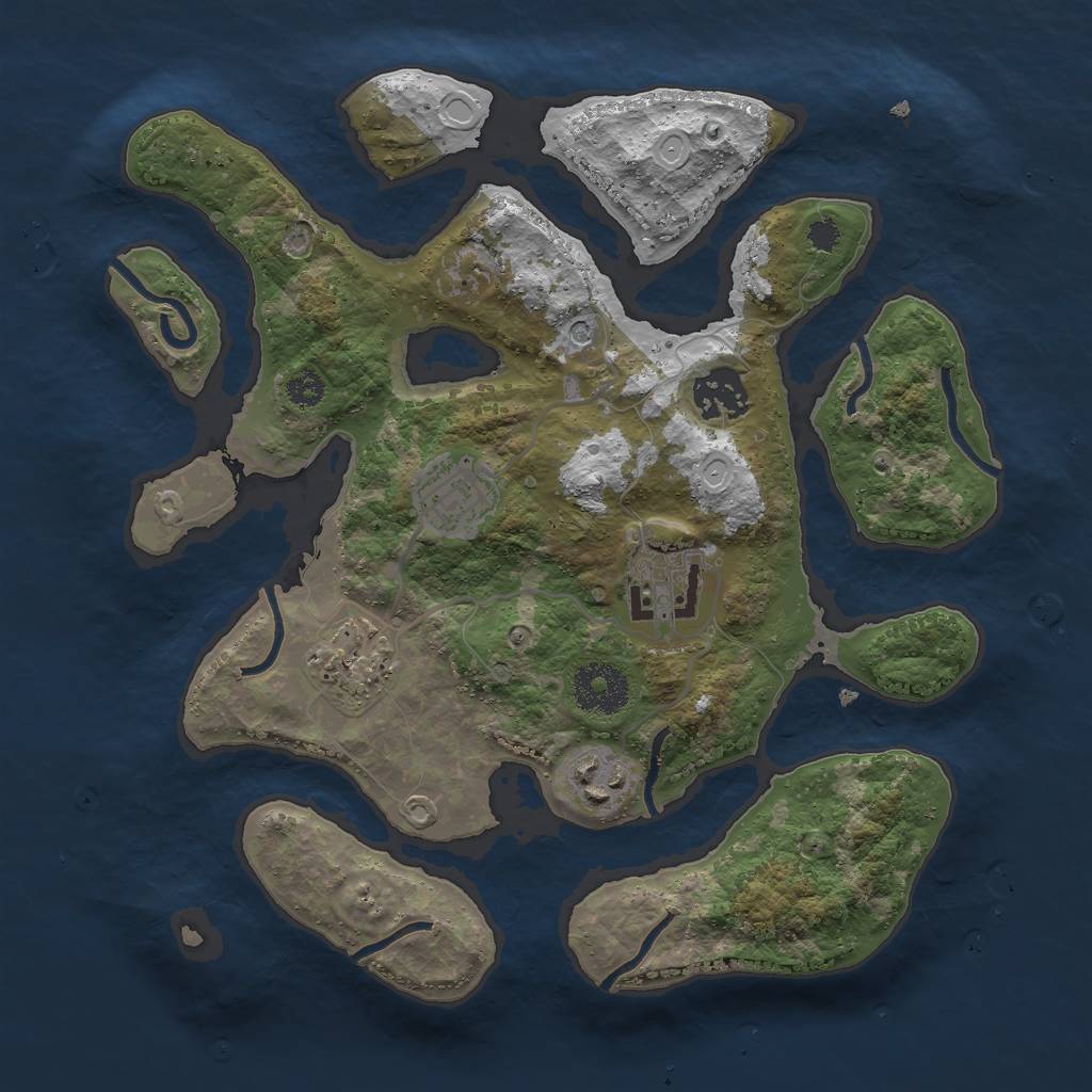 Rust Map: Procedural Map, Size: 3000, Seed: 535083567, 11 Monuments