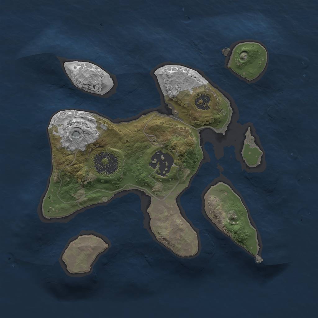 Rust Map: Procedural Map, Size: 2000, Seed: 4144, 3 Monuments