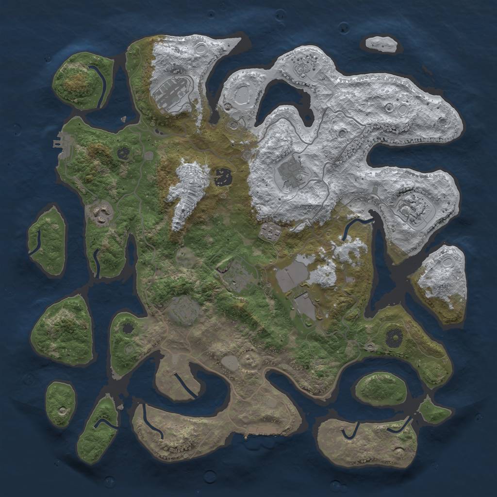 Rust Map: Procedural Map, Size: 4000, Seed: 838640, 18 Monuments